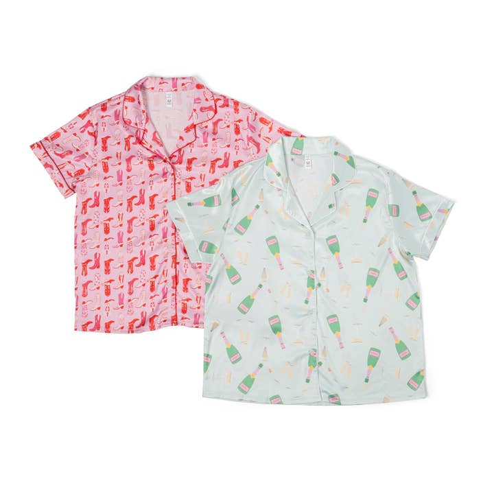 DM Merchandising - Wholesale Sleepwear Top - Women's - Hello Mello Boots & Bubbles Satin Pajama Top Open Stock8