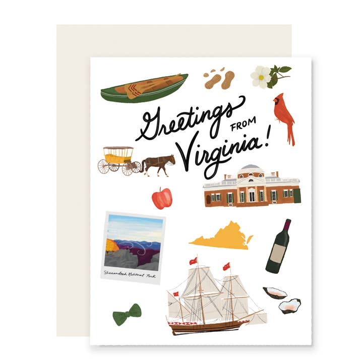 Greetings from Virginia for wholesale by Slightly Stationery