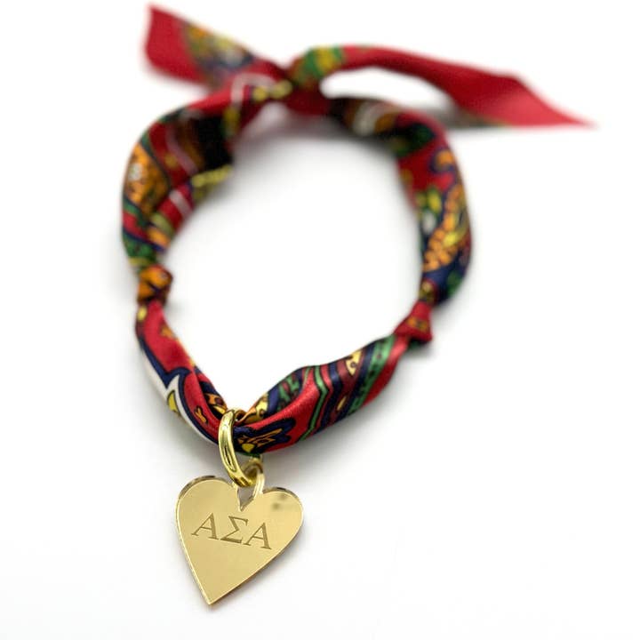 Sarahndipity Shop - Wholesale Scarf - Women's - Sorority Scarf with Engraved Greek Letter Gold Heart Charm21
