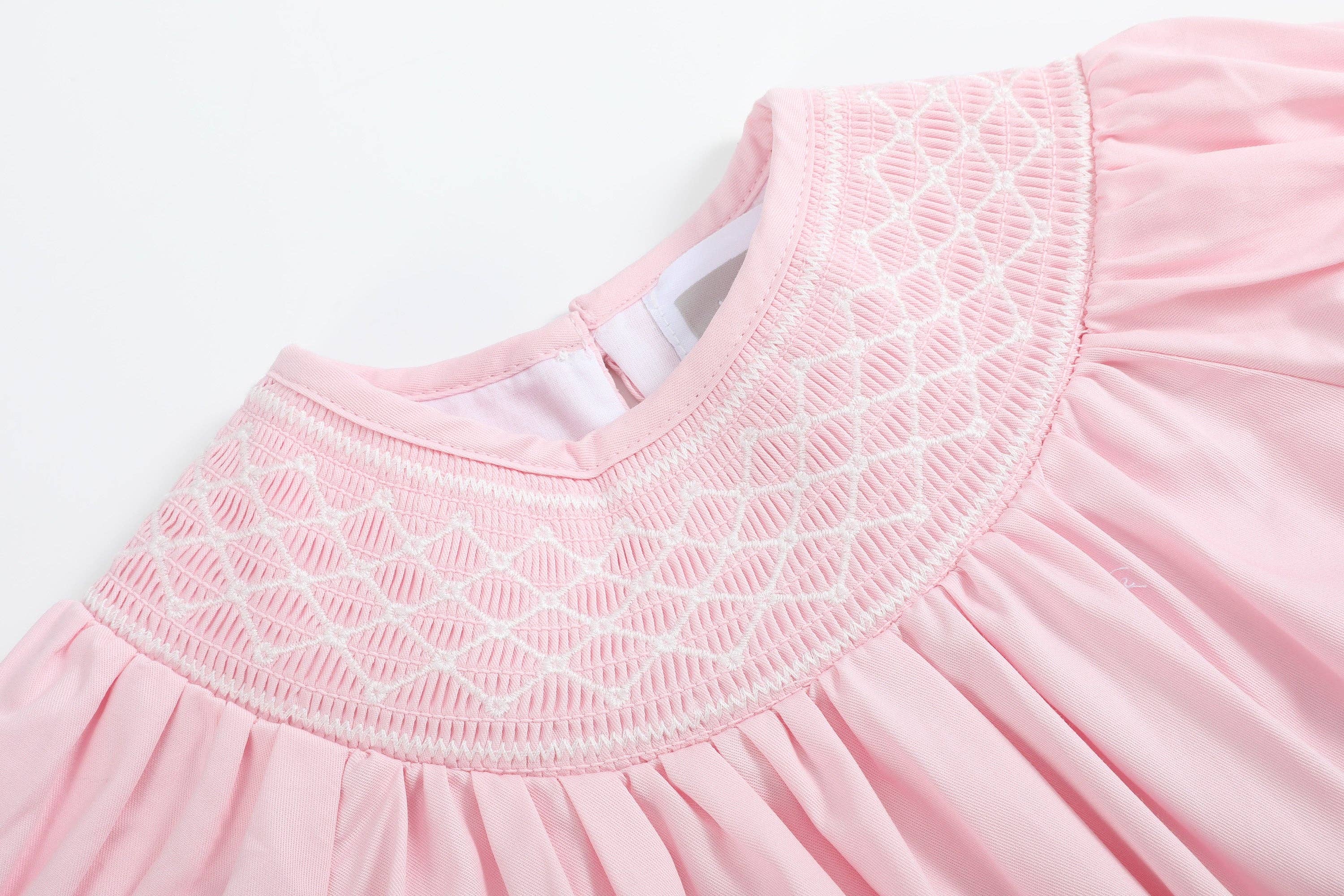 Lil Cactus - Vente Body (sans pieds) – bébé - Barboteuse à smocks rose et blanche2