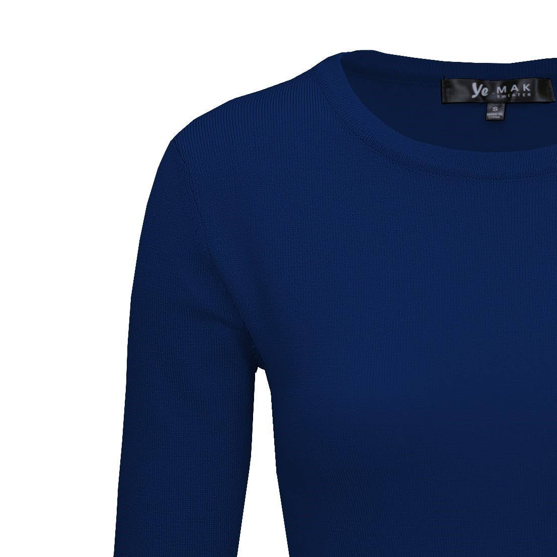 Mak - Wholesale Knit Top - Women's - 3/4 Sleeve Crewneck Soft Lightweight Basic Knit Top MK363647