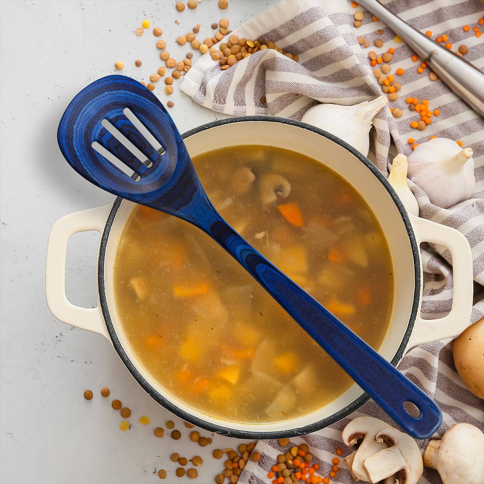 Totally Bamboo - Wholesale Kitchen Spoon - Baltique® Malta Colorful Wooden Slotted Spoon, 12.5"2