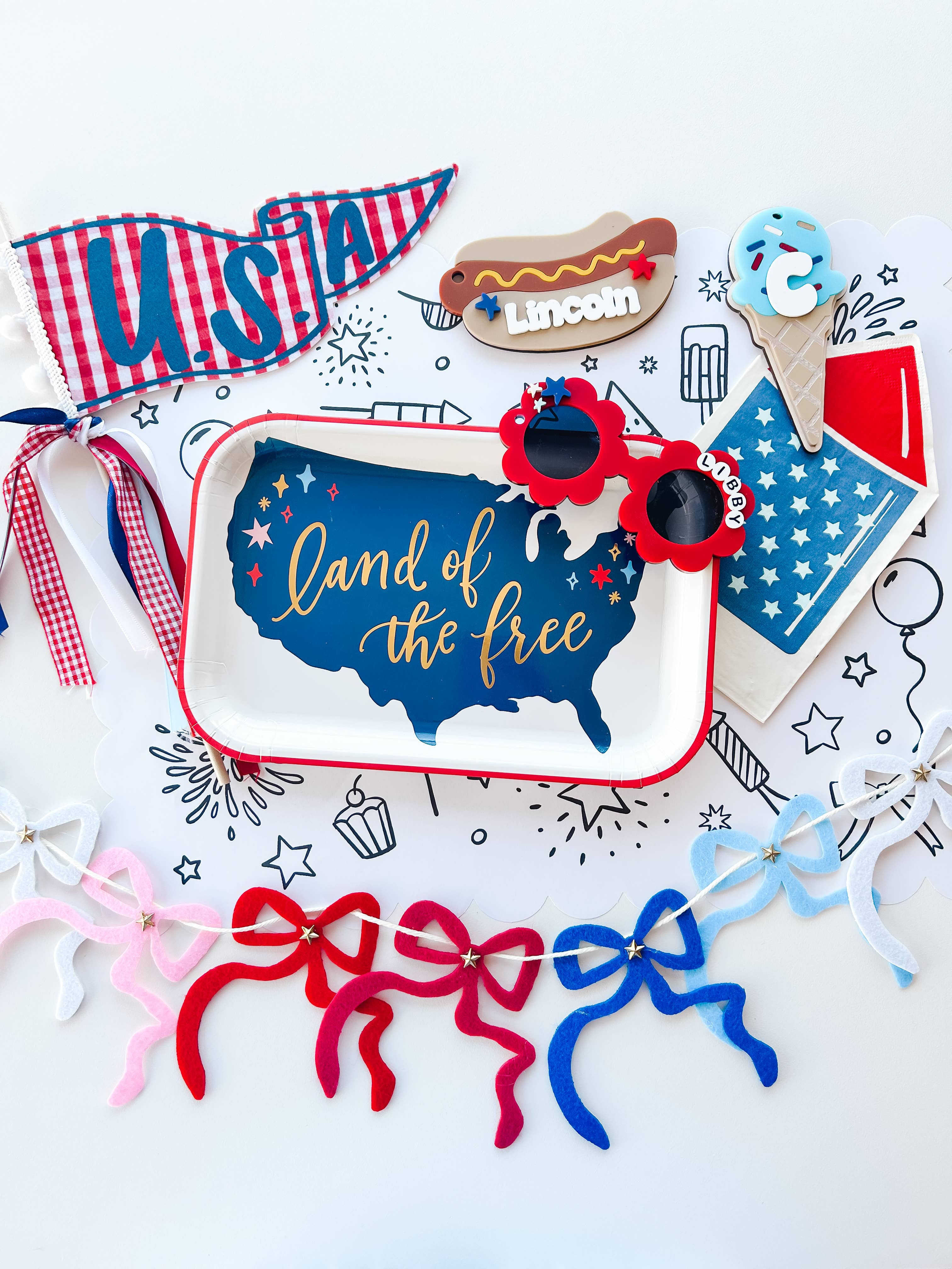 Goldie Letter Company - Wholesale Flag - USA Gingham Pennant Flag1