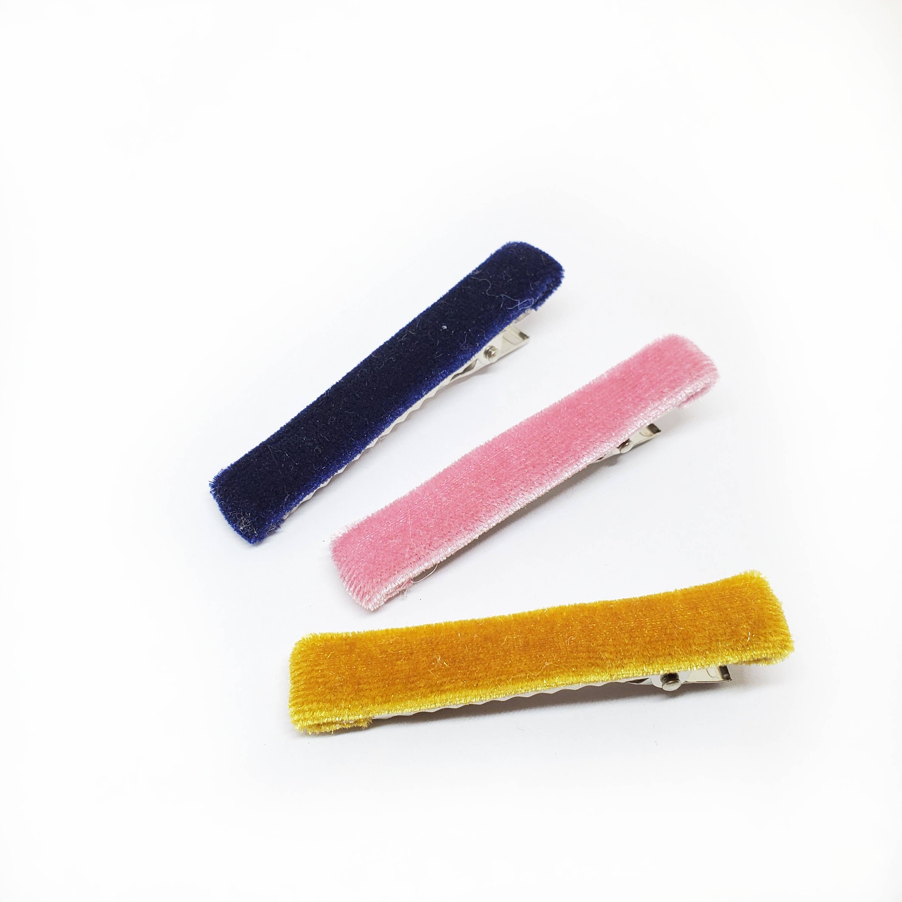 The Tiny Bow Shop - Wholesale Hair Clip - Kids - Navy, Mauve and Mustard Fabric Clip Set1