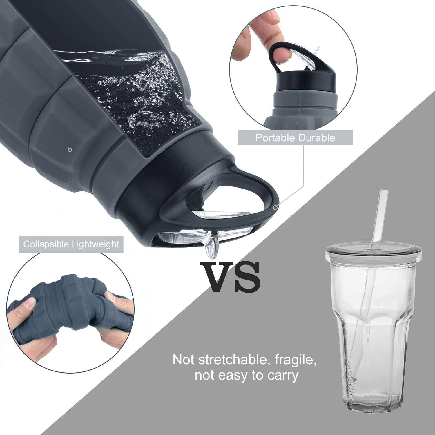 CALIBER GOURMET / CAMPCO - Wholesale Water Bottle - Silicone Grenade Collapsible Bottle2