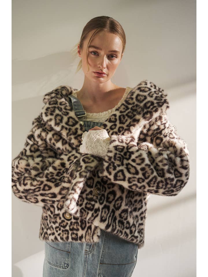 OFF WHITE MAJ3021 FAUX FUR LEOPARD PRINT COAT (Copy) for wholesale on Faire
