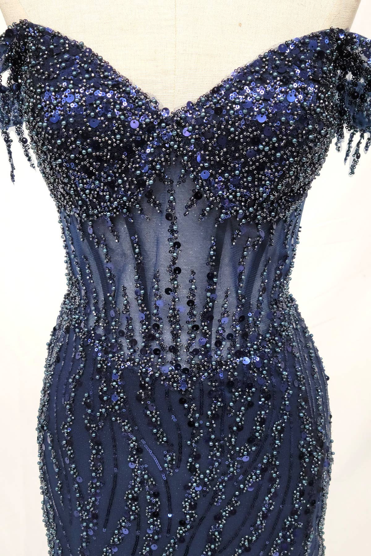 Chicas - Wholesale Gown - Women's - Off the Shoulder Sequin and Bead Long Dress C33136