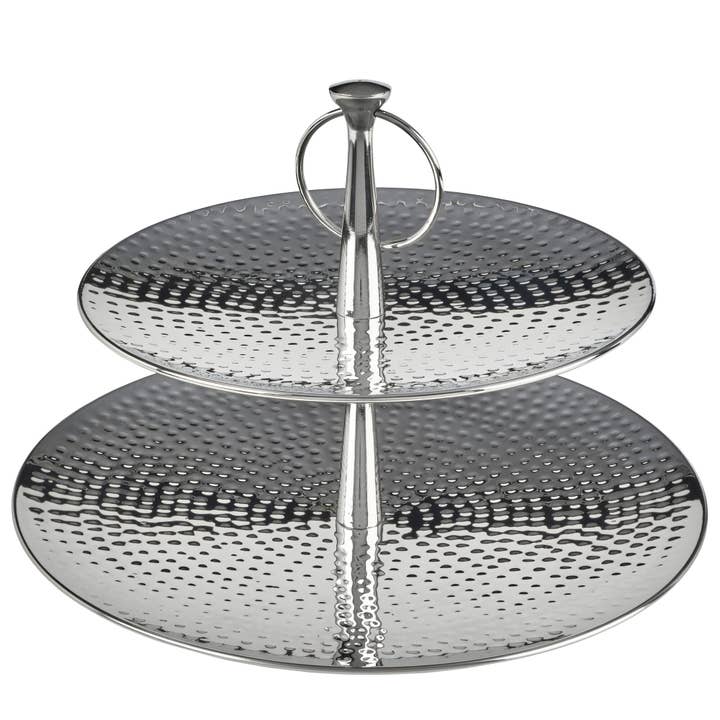Mikasa Edelstahl gehämmerte 2-stufige Servierplatte für den Großhandel von Lifetime Brands Silverwarehouse