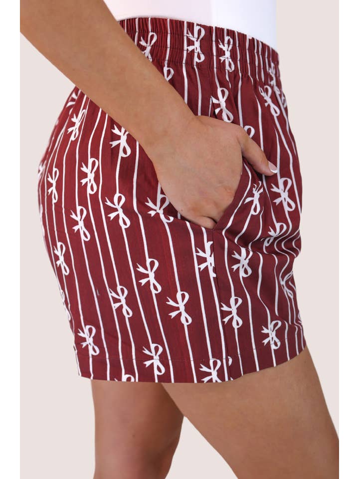 Bows And Goals Boxer Shorts- Maroon for wholesale on Faire5