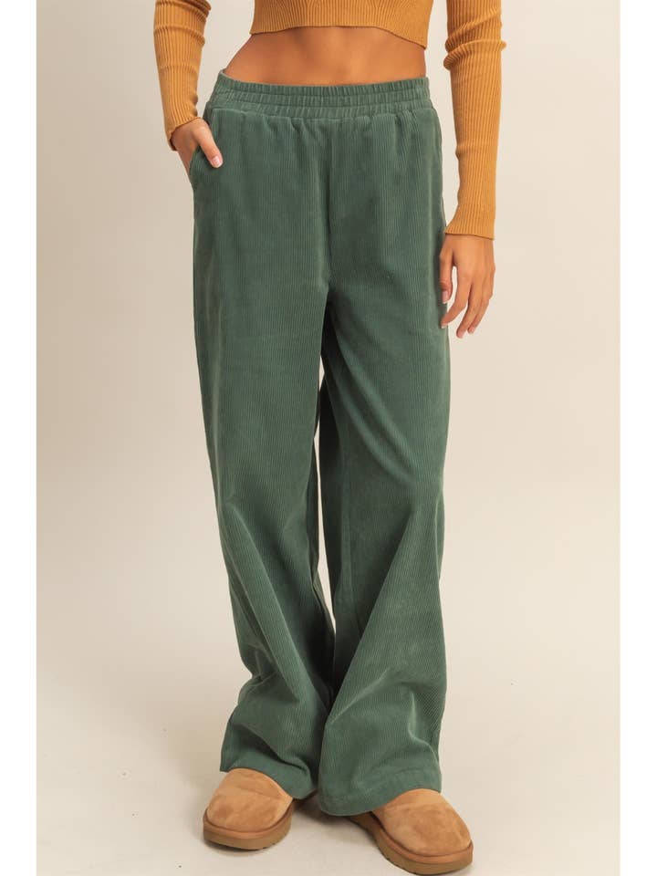 Corduroy High-Waisted Wide Leg Pants for wholesale by HYFVE