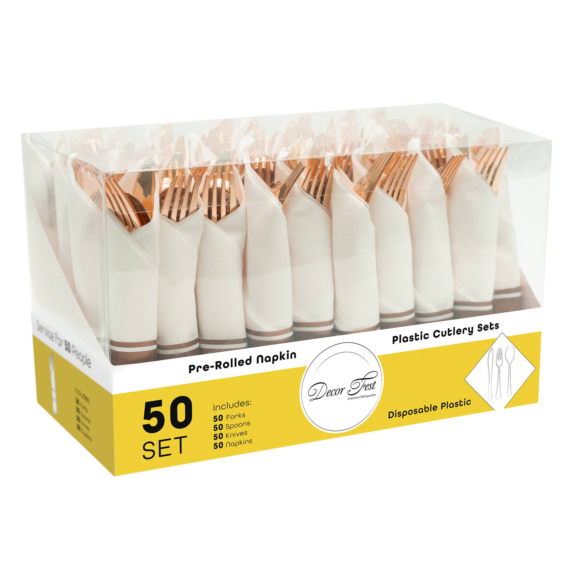 Portofino International Trading, USA - Wholesale Assorted Cutlery Set - Premium Pre-rolled Napkin and Plastic Cutlery Set - 50 sets4