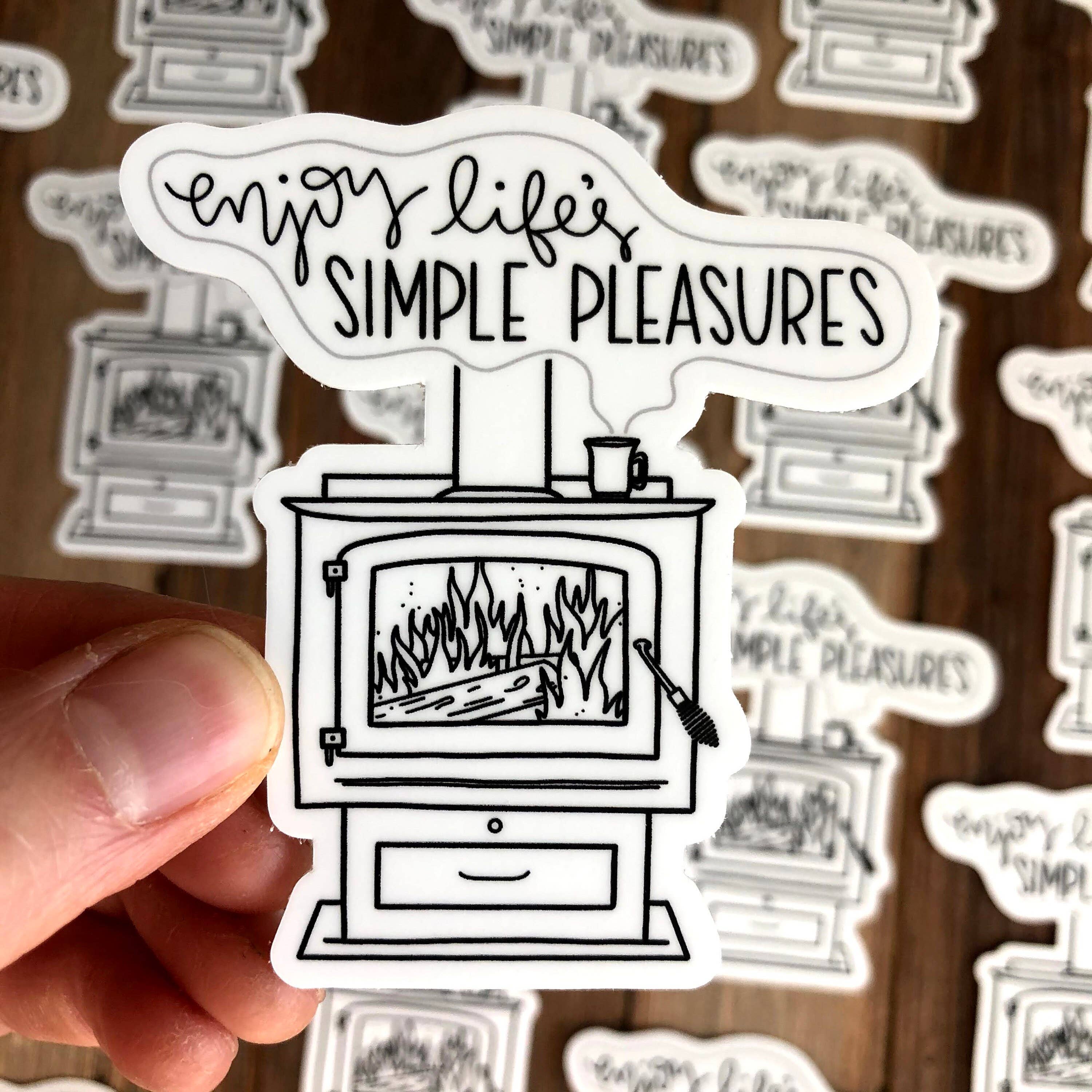 DoodleStation - Wholesale Sticker - Cozy Fireplace Vinyl Sticker "Enjoy Life's Simple Pleasures"5