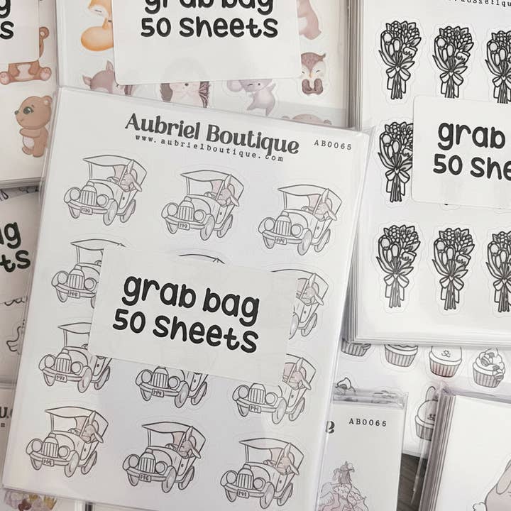 GRAB BAG - 50 standard sticker sheets for wholesale by AubrielBoutique