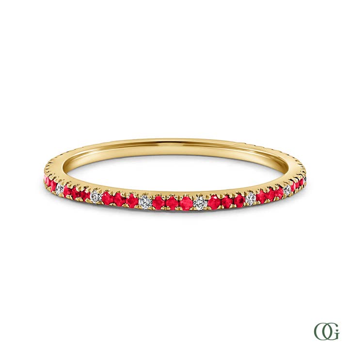 Rubin- och rundslipad diamant evighetsring (0,21 CTW) för wholesale av Orchid Gems Fine Jewelry