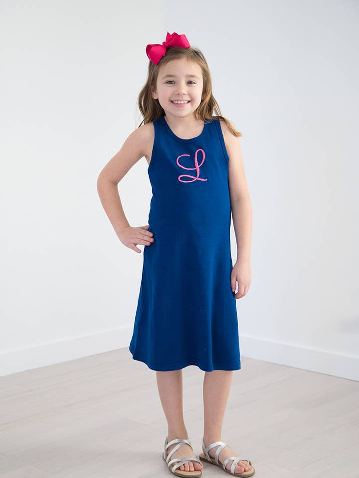 Girls Racer Back Dress - Navy for wholesale by Love That Cotton