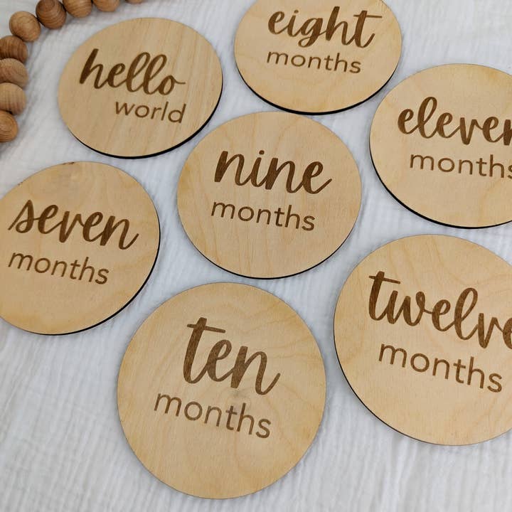 Tiny Teethers - Wholesale Milestone Art/Keepsake - Kids & Baby - Baby Wooden Milestone Discs