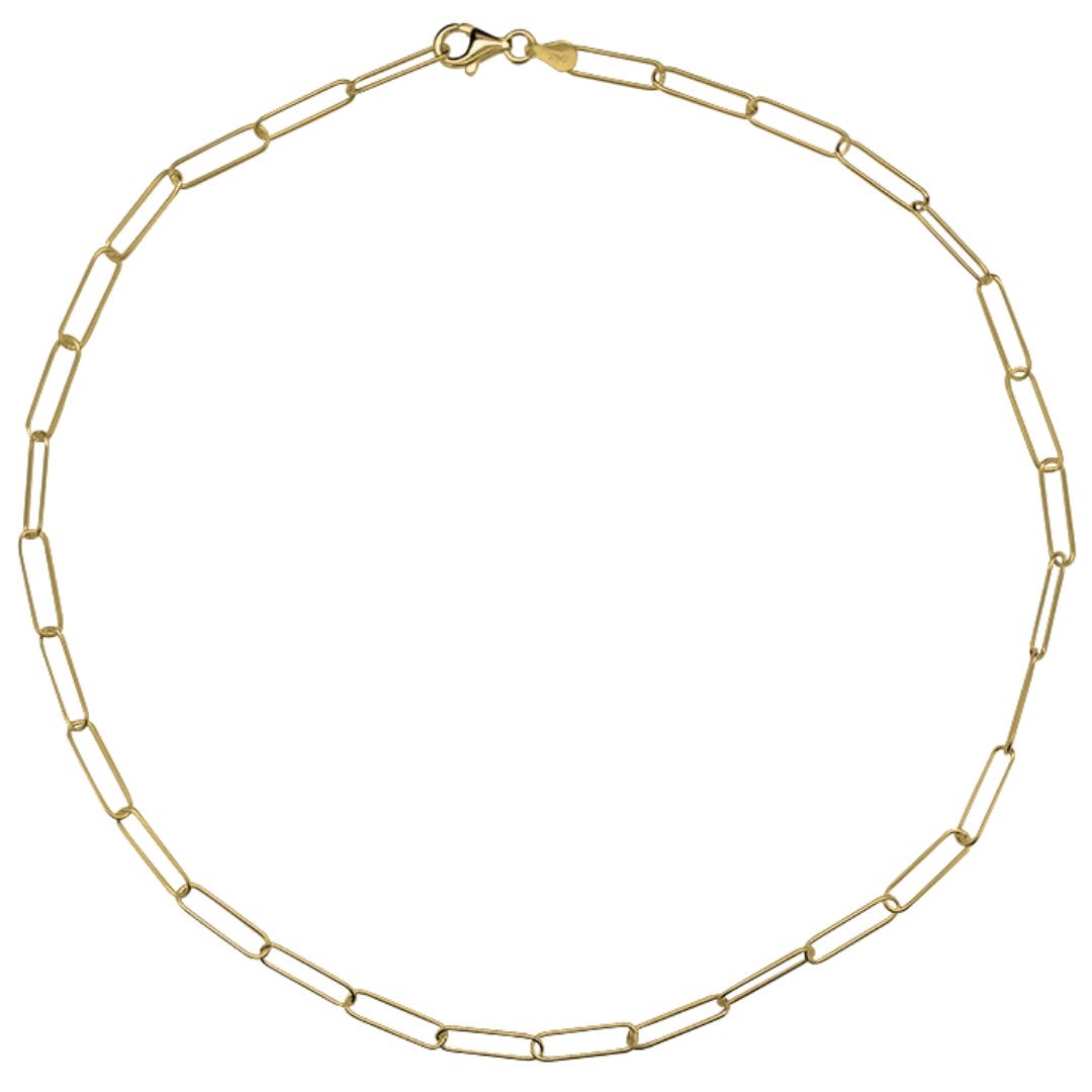 Amberman - Vente Collier maille et chaîne - Chaîne en argent sterling plaqué or italien anti-ternissement 18''4