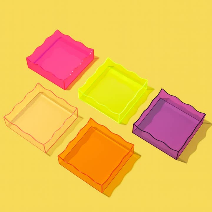 Bandeja acrílica ondulada - Cuadrada - Colores surtidos para venta al por mayor de Taylor Elliott Designs