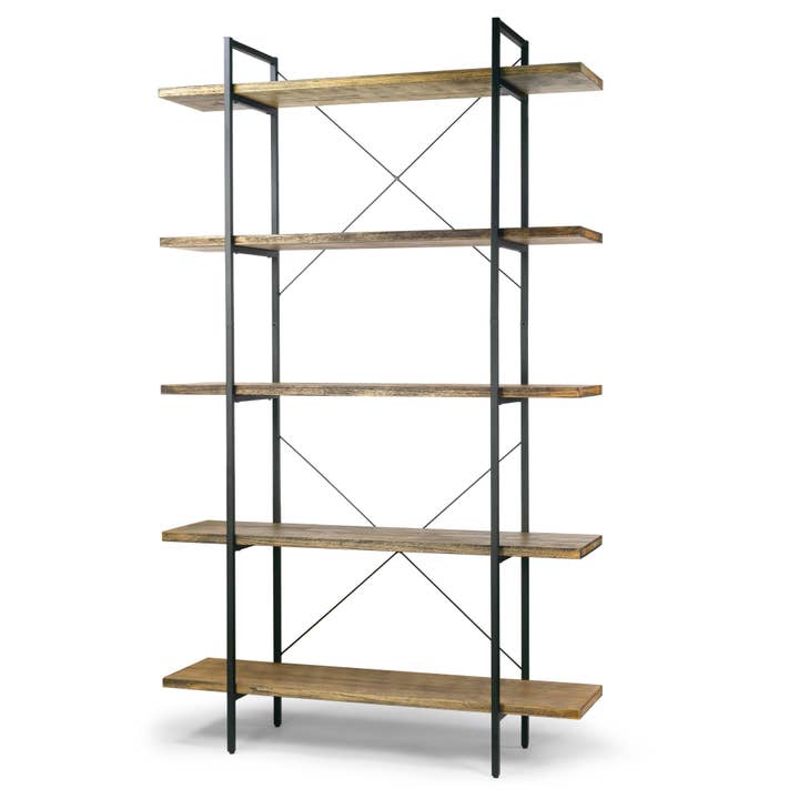 Glamour Home - Wholesale Free Standing Shelf - Amrit 84.5" Wood and Metal Etagere Bookcase Media Center