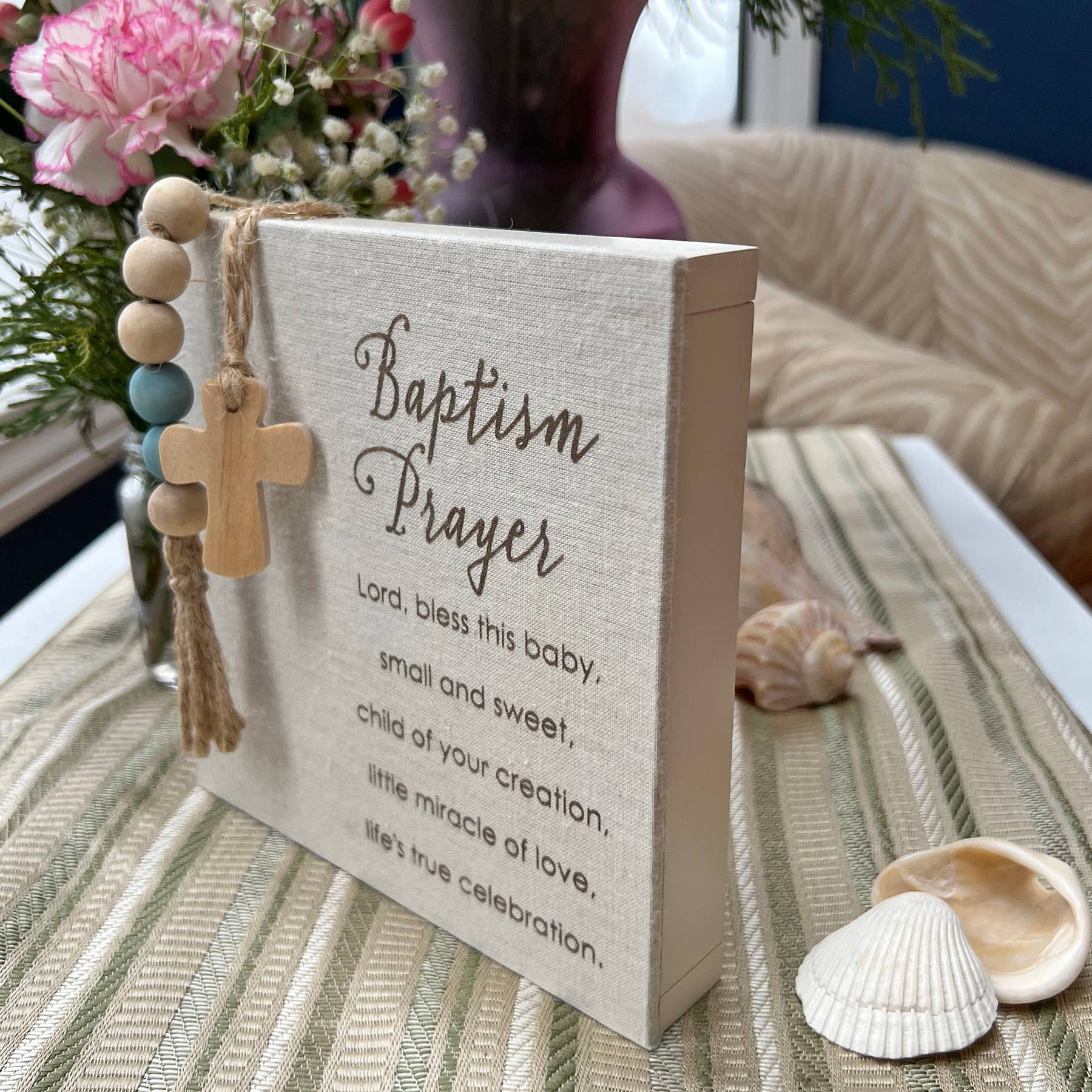 Abbey + CA Gift - Wholesale Plaque - Blue Baptism Prayer Fabric Plaque2
