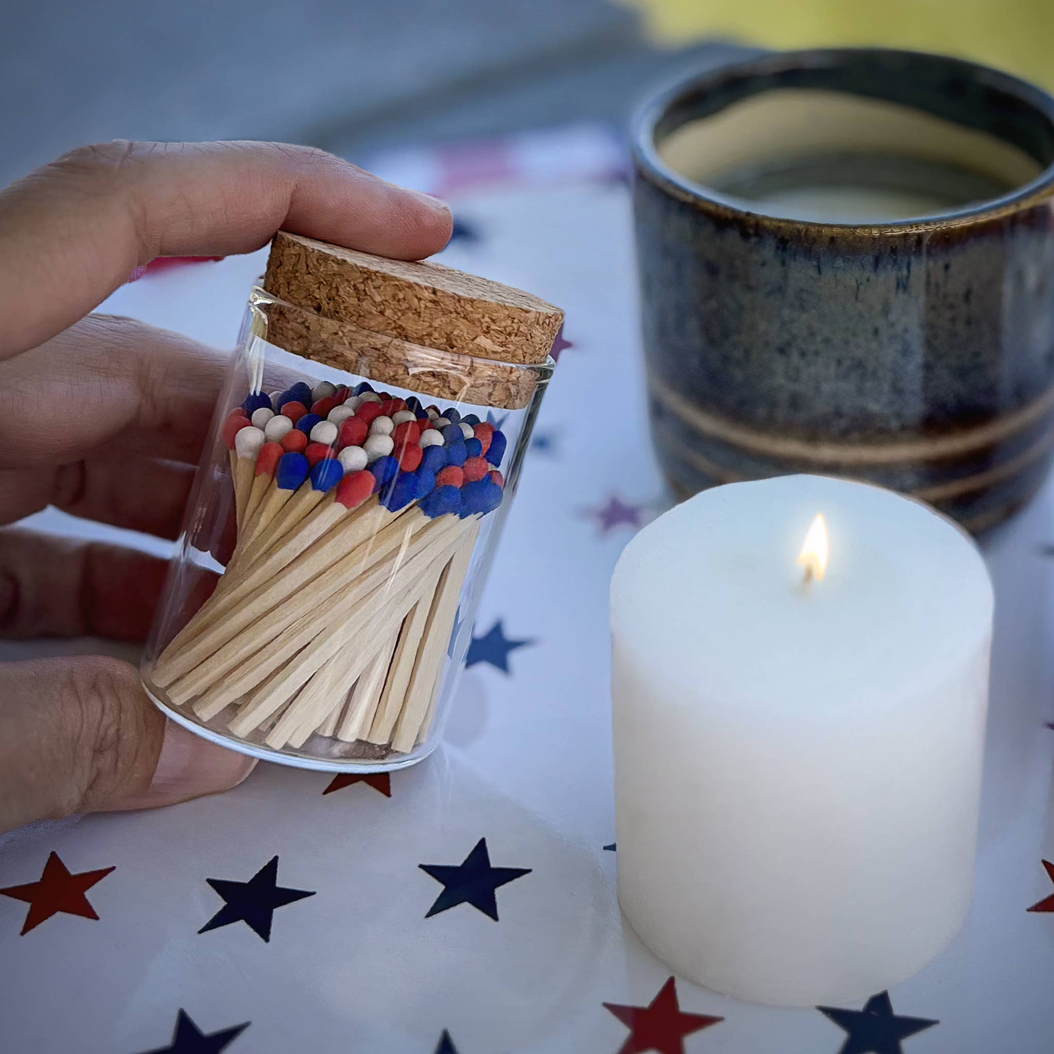 Patriotic Red, White & Blue Matches, Size & Holder of Choice for wholesale on Faire9