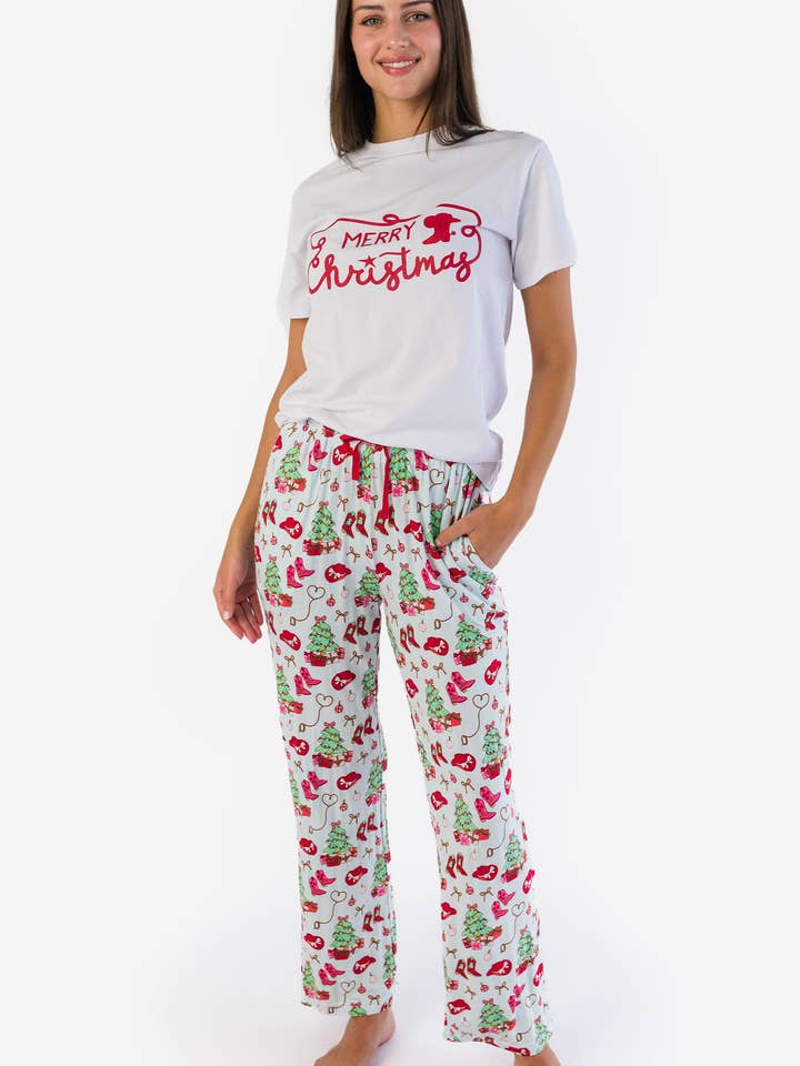 SoftSnooze™ Adult Bamboo Viscose Red Yuletide Yeehaw Pajama Pants
for wholesale by RuffleButts + RuggedButts