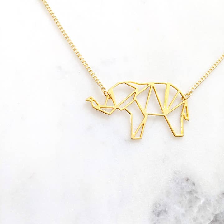 Shany Design Studio – wholesale Pendant/charm necklace – Elephant Necklace Origami Geometric Gold / Silver