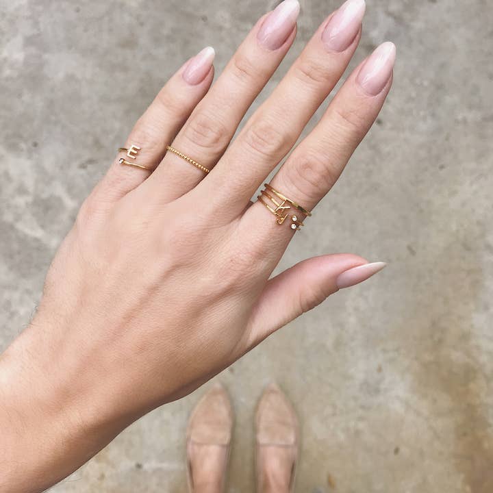 Katie Dean - Wholesale Band/Stacked Ring - 18K Gold Plated, Size 6 Initial Ring34