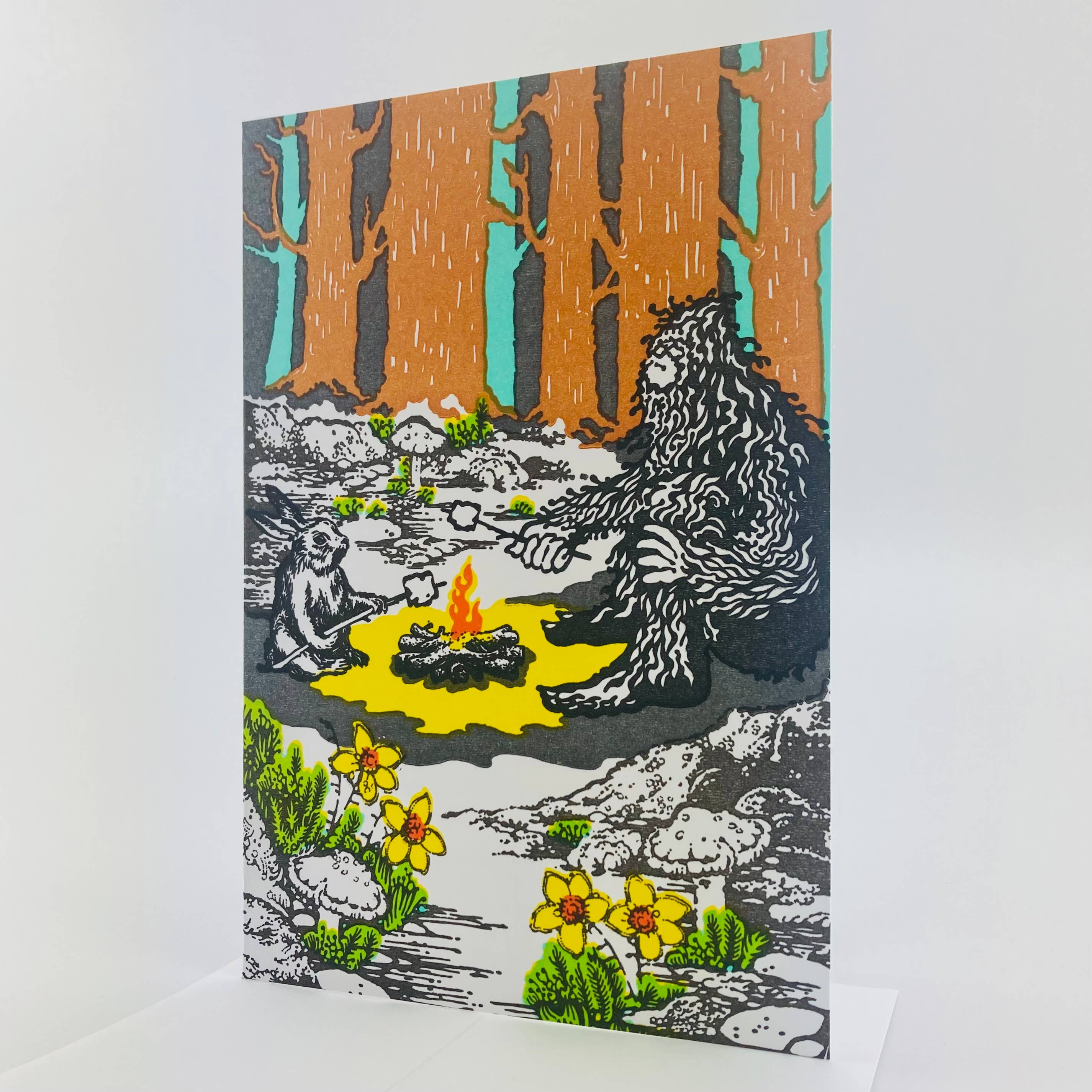 Old School Stationers - Vente Carte de vœux classique - Des amis rôtissent des guimauves.1