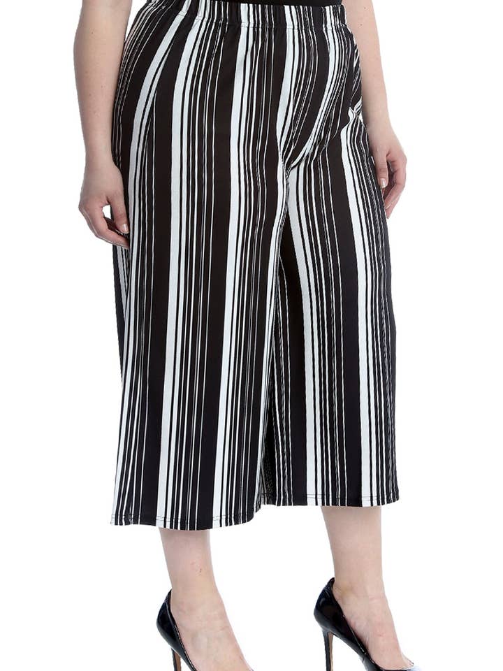 6089 Stripe Print Wide Leg Culottes for wholesale by NOUVELLE