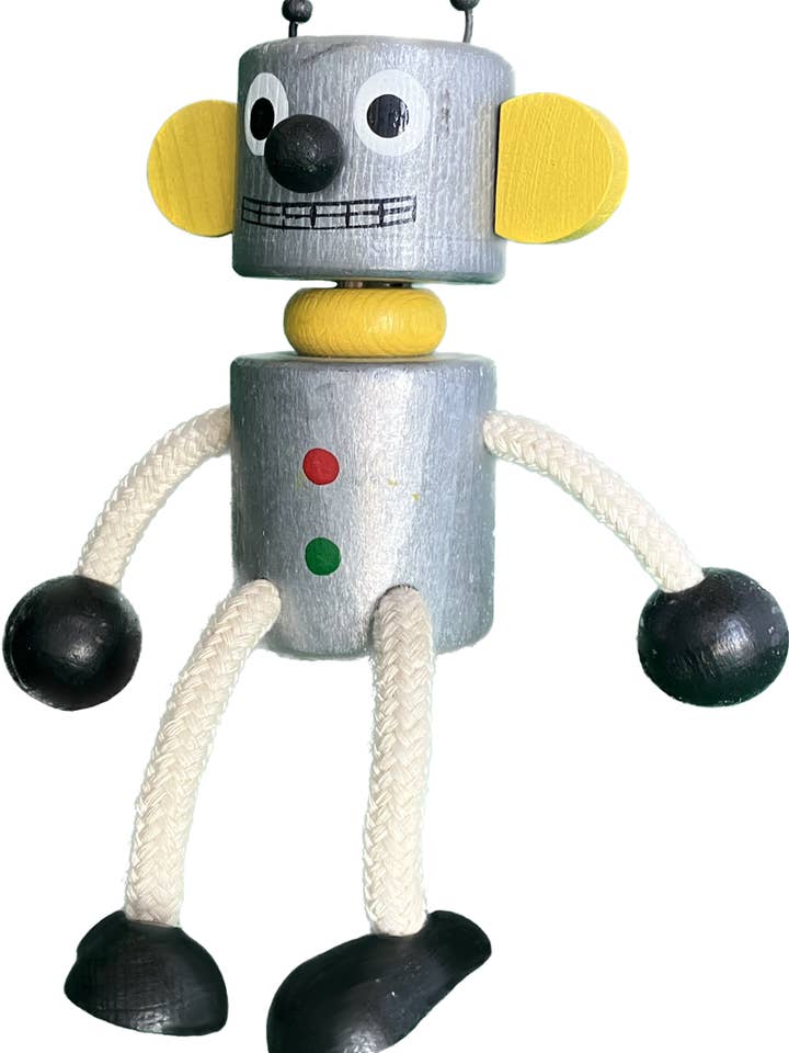 Handgjord träleksak robot med studsande funktion för wholesale av Toywood