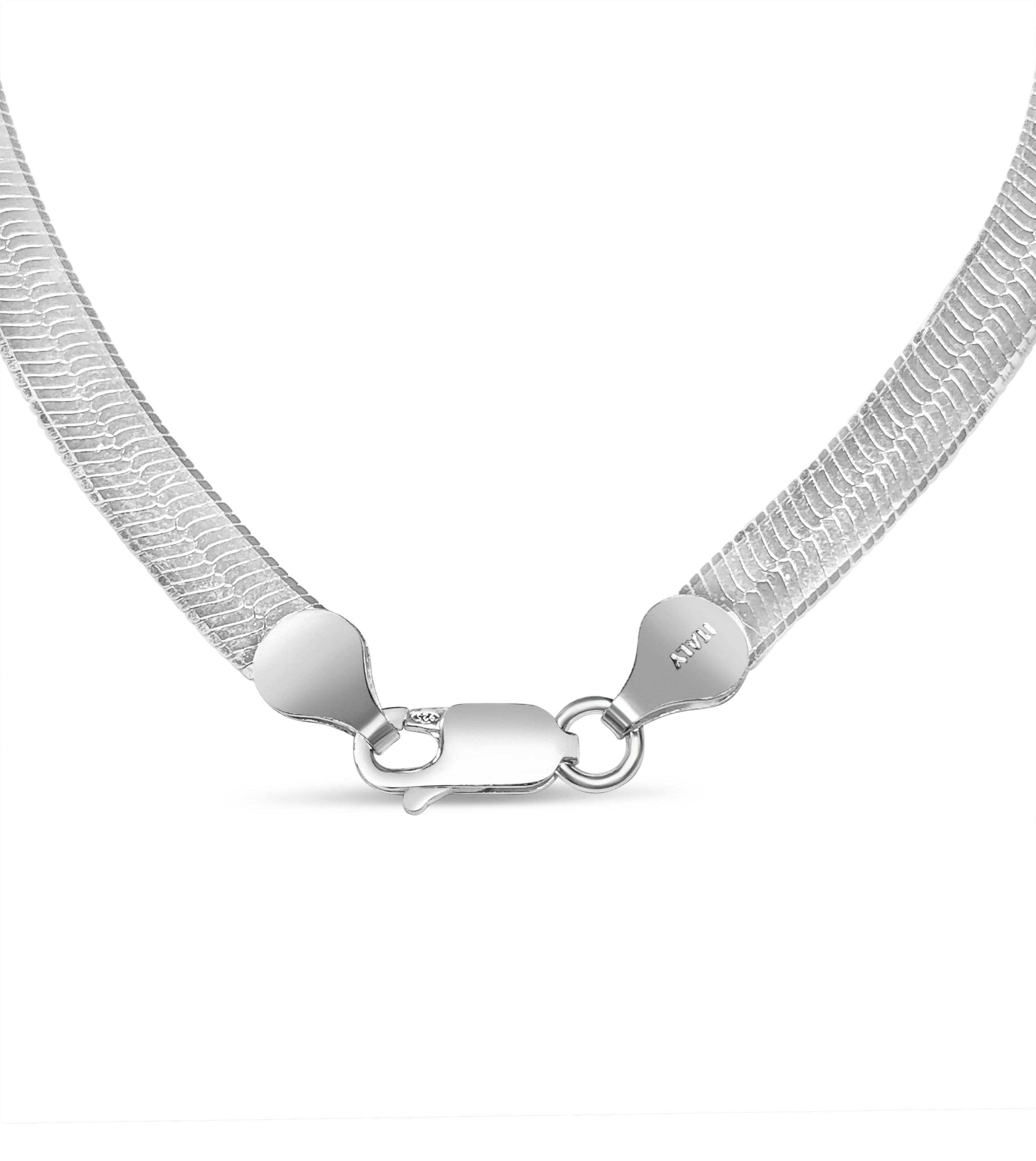Olive & Chain - Wholesale Link & Chain Necklace - Silver Herringbone Chain Necklace5