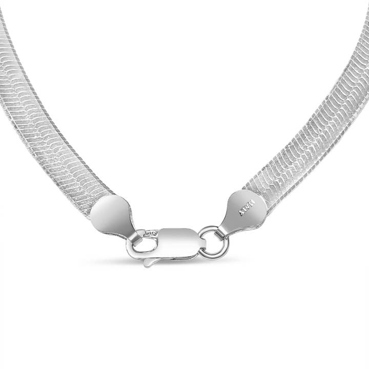 Olive & Chain - Wholesale Link & Chain Necklace - Silver Herringbone Chain Necklace5