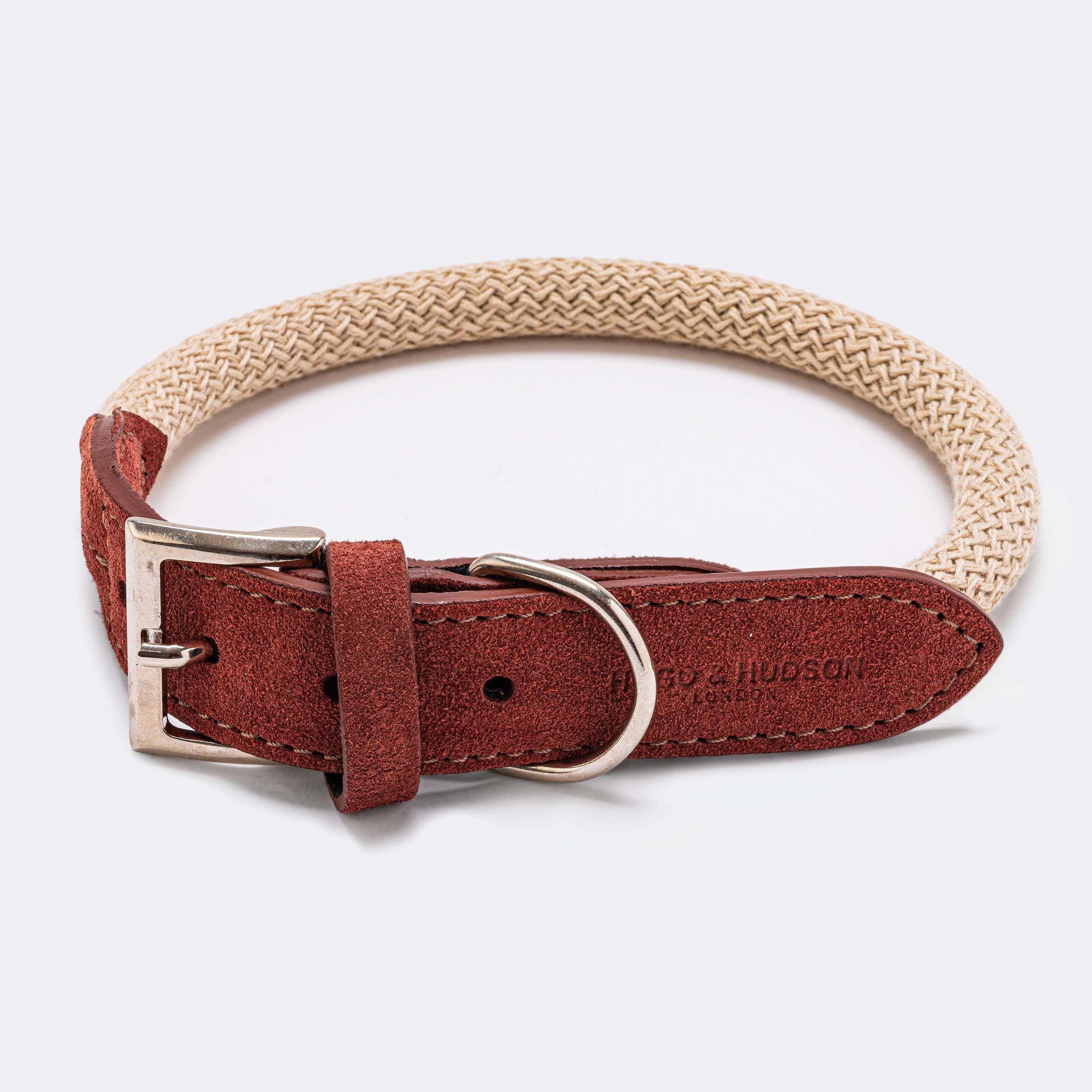 Hugo & Hudson - Wholesale Pet Collar - Dog - Rope and Suede Leather Dog Collar - Brown4
