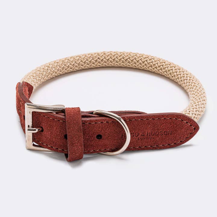 Hugo & Hudson - Wholesale Pet Collar - Dog - Rope and Suede Leather Dog Collar - Brown4