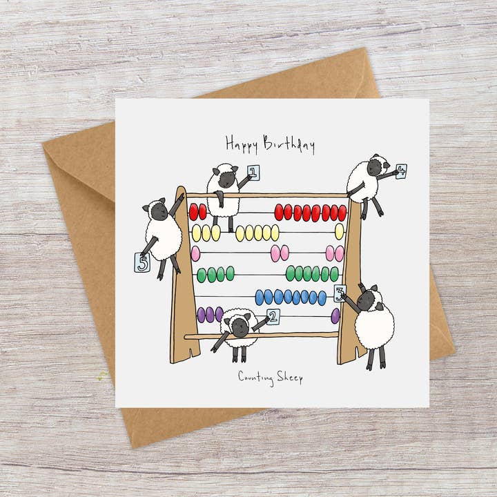 Counting Sheep - Birthday Card for wholesale by Lucy Driver Illustration