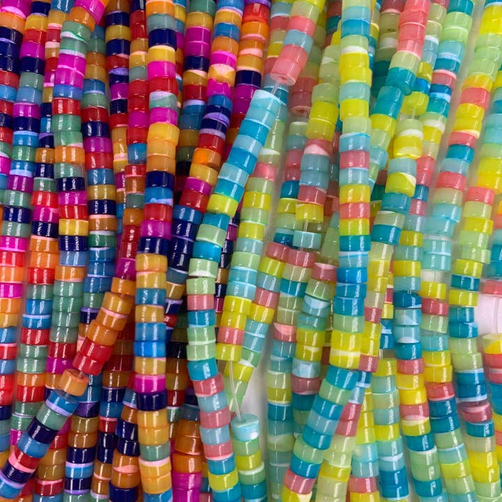 The Bead Bazaar - Wholesale Beads - Colorful Disc Rondelle Beads, 4mm Candy Shell Pearl Accent Beads, Bright Rondelle, Bulk Pastel Beads For Jewelry Making, Pony Beads, Spacer Beads3