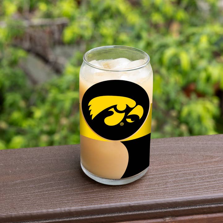 Rico Industries - Wholesale Beer Glass/Mug - NCAA Iowa Hawkeyes Standard 16-oz Can Shaped Glass3