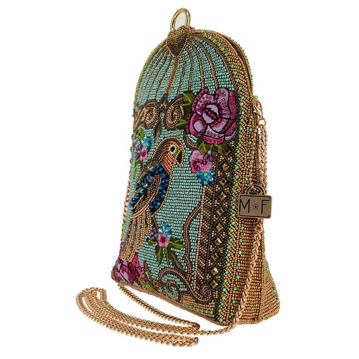 Mary Frances Accessories - Wholesale Crossbody Bag - Women's - Pretty Parrot Beaded Parrot with Flowers Crossbody Handbag3
