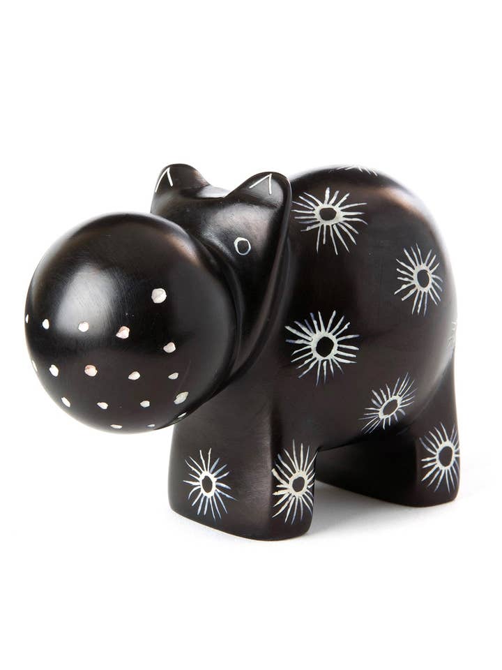 Midnight Milkweed Soapstone Hippo Sculpture for wholesale by Swahili | AFRICAN MODERN