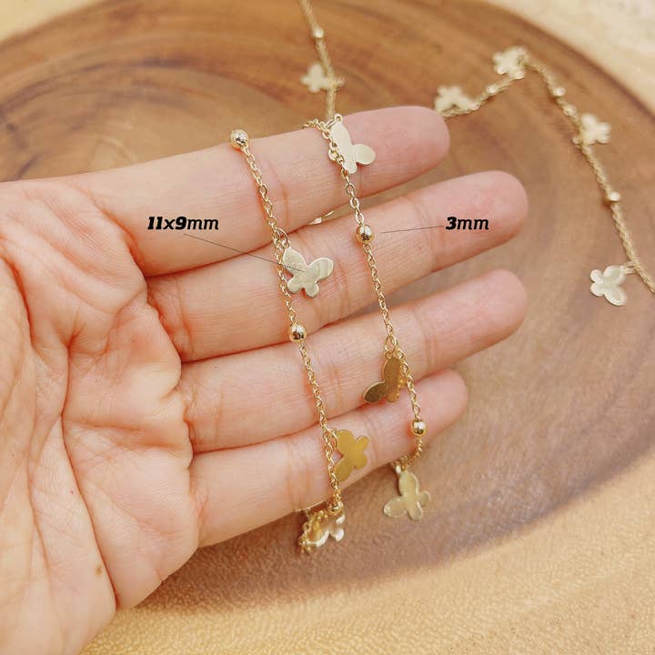 Gold-Filled Butterfly Charm Pendant Chain by Foot for wholesale by Beads Creation