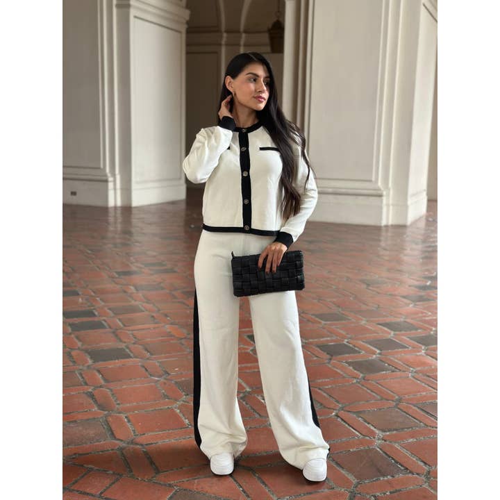 SET PANTALONI IN MAGLIA A CONTRASTO CLASSICO per la vendita all'ingrosso da parte di Esmeray Clothing