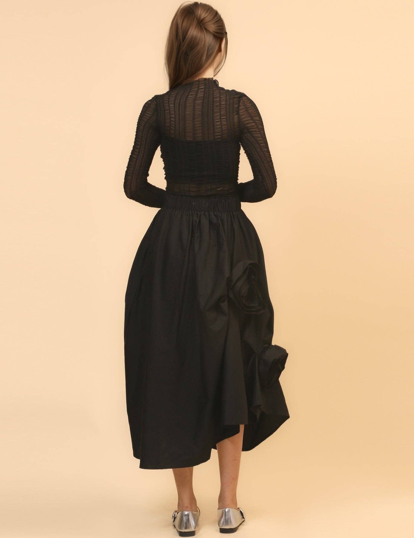 Sweetkama – Saia - Mulher por atacado – Saia Midi Flor Inregular para Senhora SKS47089