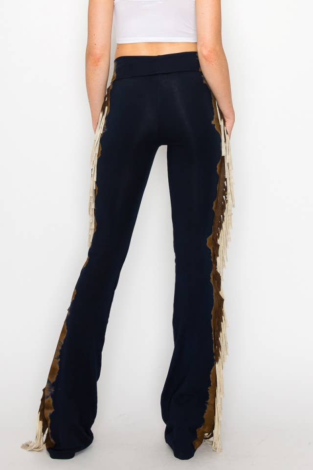 T-Party - Wholesale Pants - Women's - Tri Color Dip Dye Side Fringe Western Yoga Pants18
