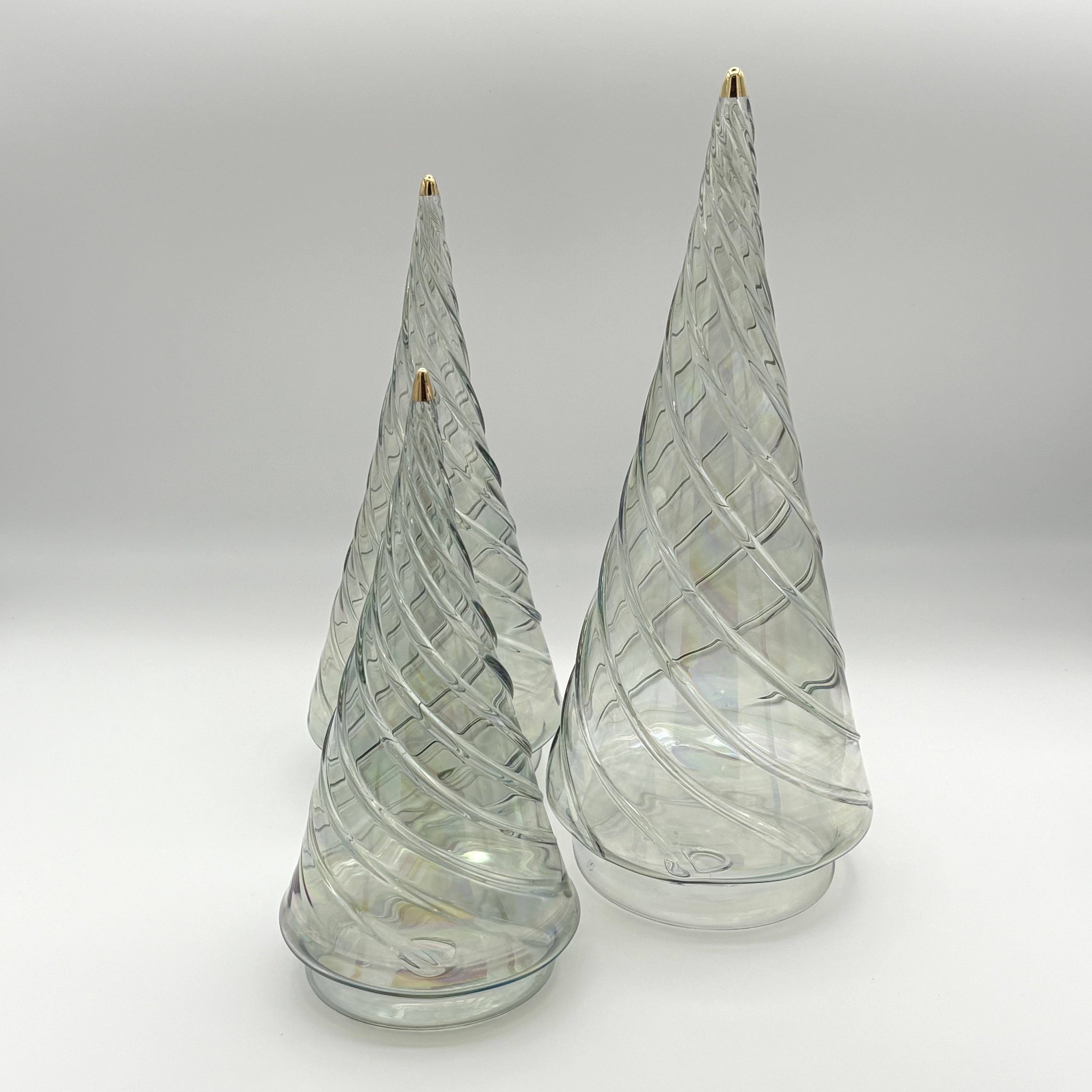 Dandarah - Wholesale Christmas Decoration - Blown Glass Tabletop Christmas Tree - Cone Swirl Olive Green2