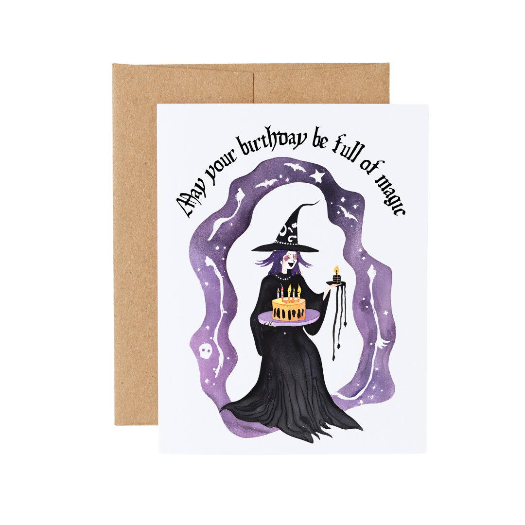 Cryptic Paper Co. - Wholesale Birthday Card - Cute Witch Magical Goth Halloween Time Birthday Card 7