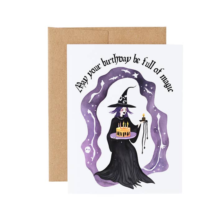 Cryptic Paper Co. - Vente Cartes d'anniversaire - Carte d'anniversaire gothique magique de sorcière mignonne pour Halloween7