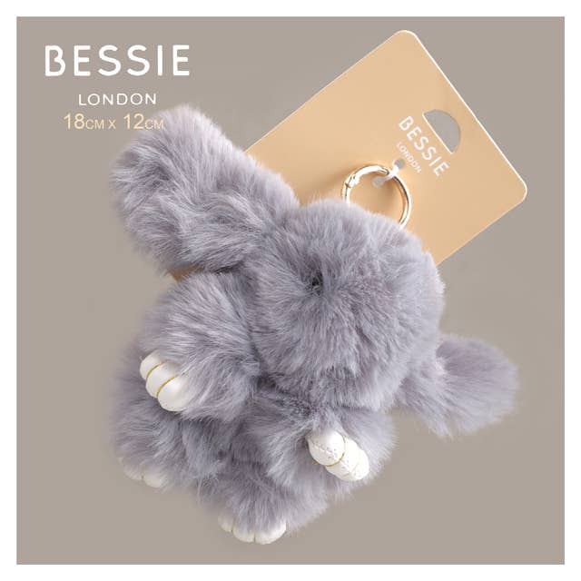Bessie London - Wholesale Keychain - Women's - FLUFFY BUNNY BAG CHARM0