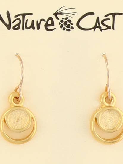 12608 Earring Dangle Gold Tone Double Hoop for wholesale by Nature Cast