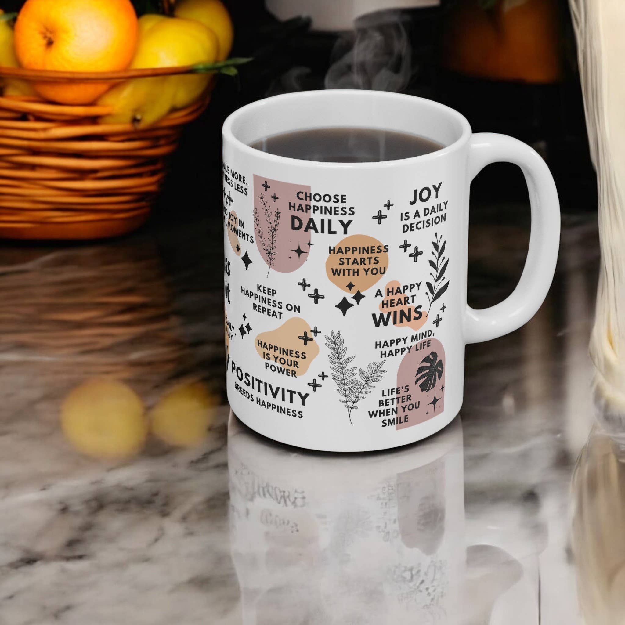 EMESLY - Wholesale Coffee Mug - Happiness Is a Habit Positive Energy Coffee Mug; 11oz/15oz1